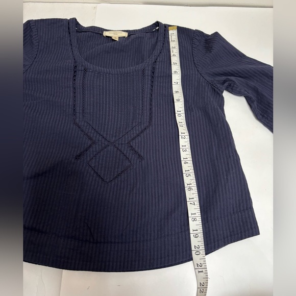 Anthropologie Moulinette Soeurs navy blue size 6 seersucker eyelet bohemian boxy - Picture 9 of 16